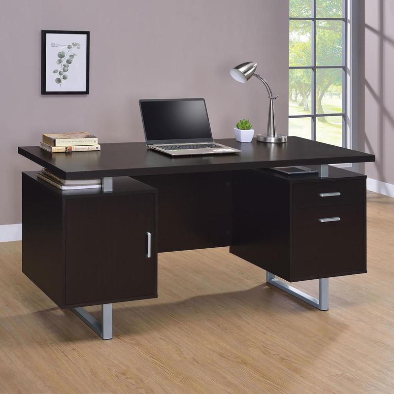 Desk Setup Designer - Cappuccino Floating Top Office Desk with
