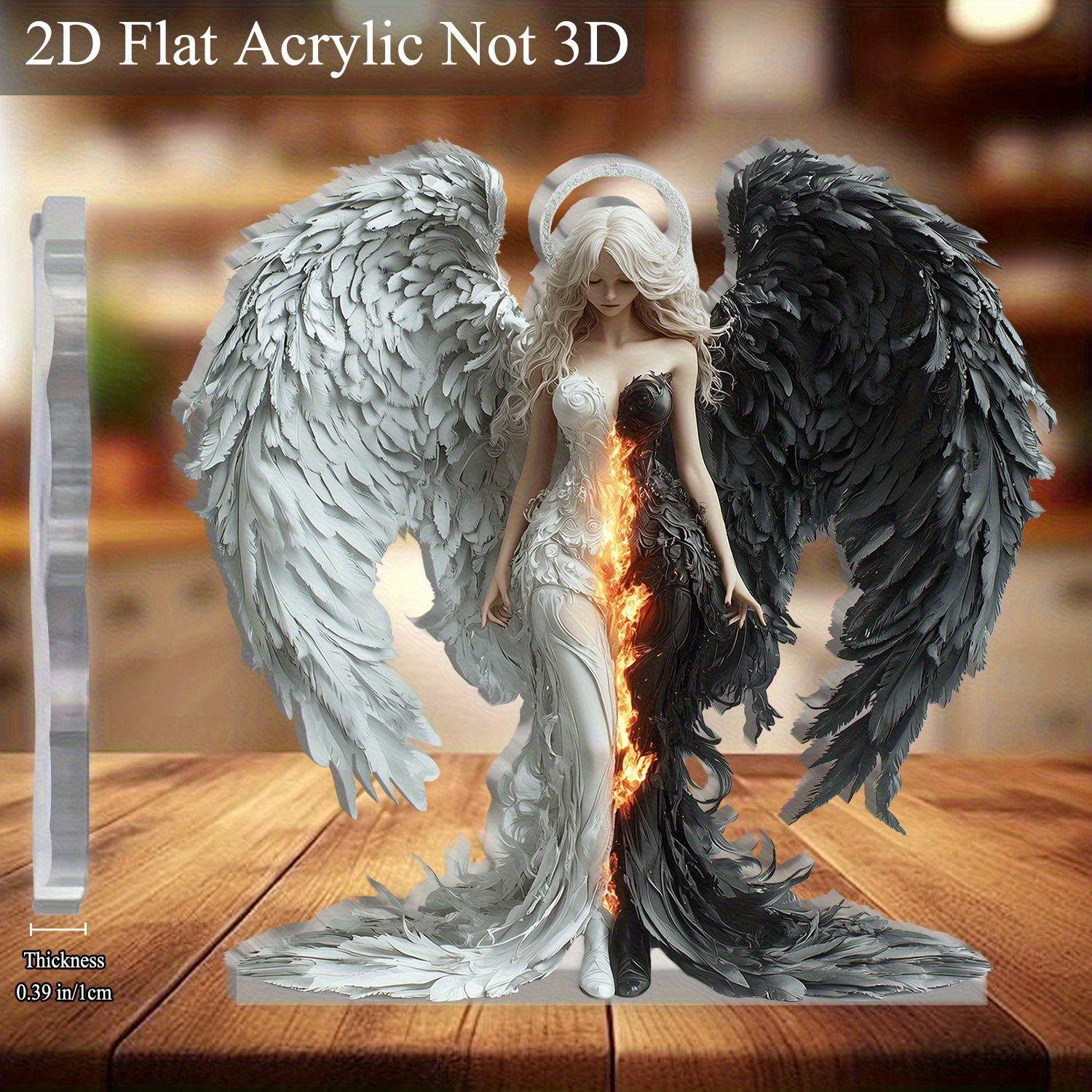 Desk Setup Photo - 8in 2D Angel And Devil Wings