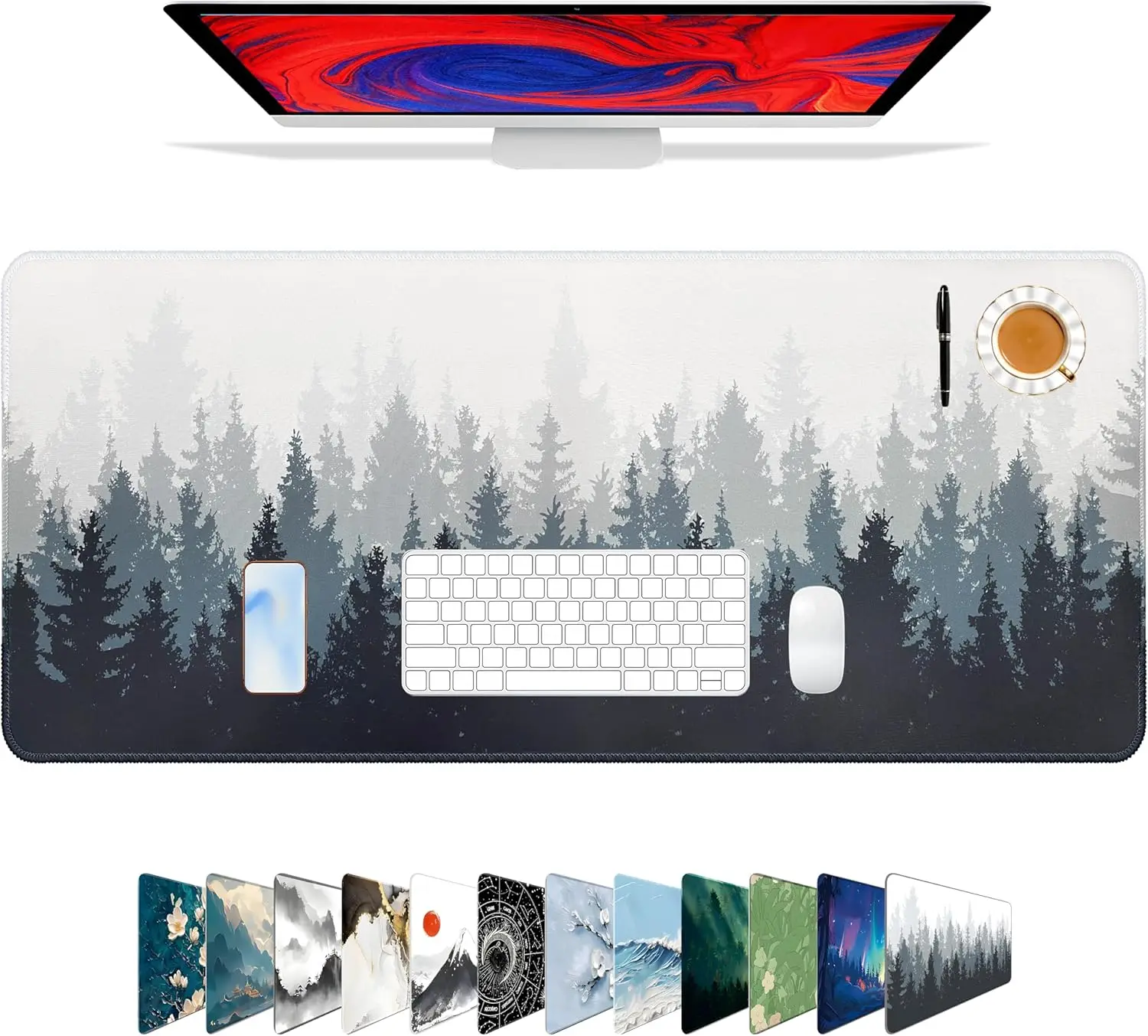 Rubber Mat Desk - Forest Pattern Gaming Mouse Pad XXL