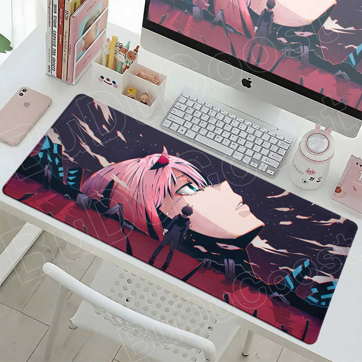 Kawaii Zero Two Pc Gamer Mouse - Desk Setup Two Laptops のレビューと価格