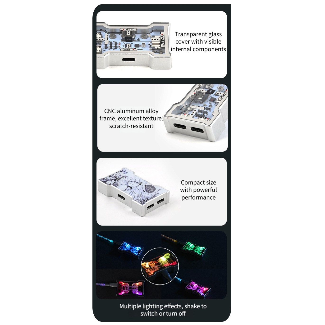 RGB USB Hub 2 Input 3 Output A - Desk Setup For Gaming のレビューと価格