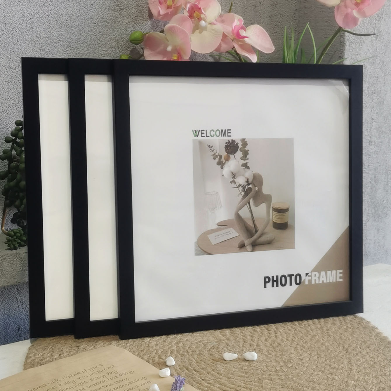 3Pcs Wood Square Photo Frames  - Desk Setup Photo のレビューと価格