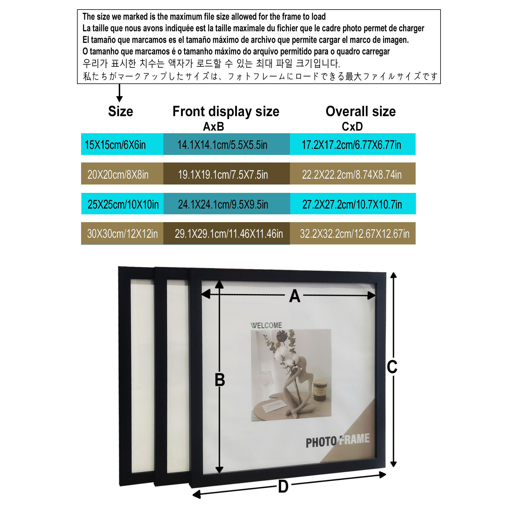 3Pcs Wood Square Photo Frames  - Desk Setup Photo のレビューと価格