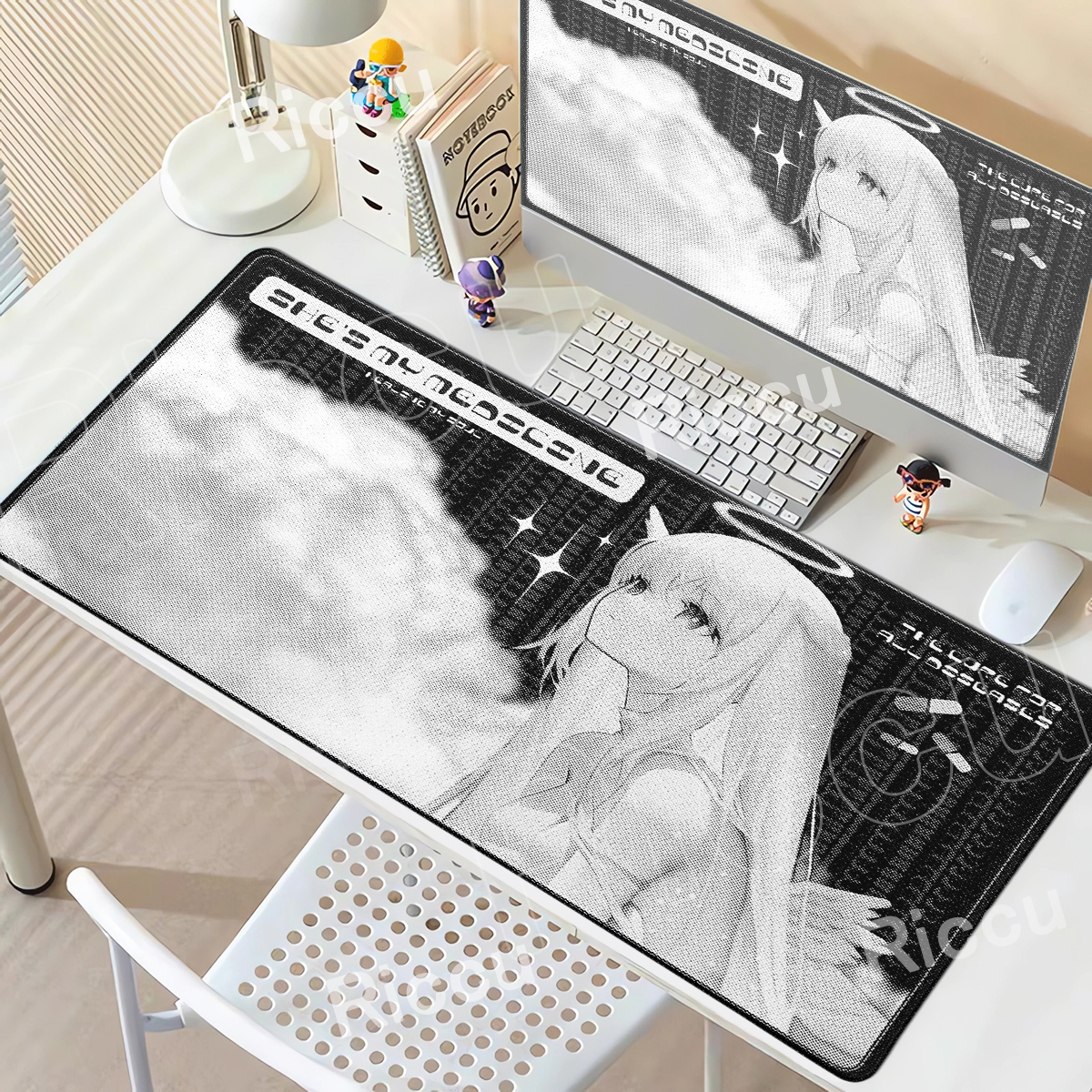 Angel Mousepad Black White Cut - Desk Setup Anime のレビューと価格
