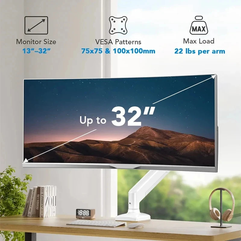 Single Monitor Mount 14-32 Inc - Desk Setup Monitor Arm のレビューと価格