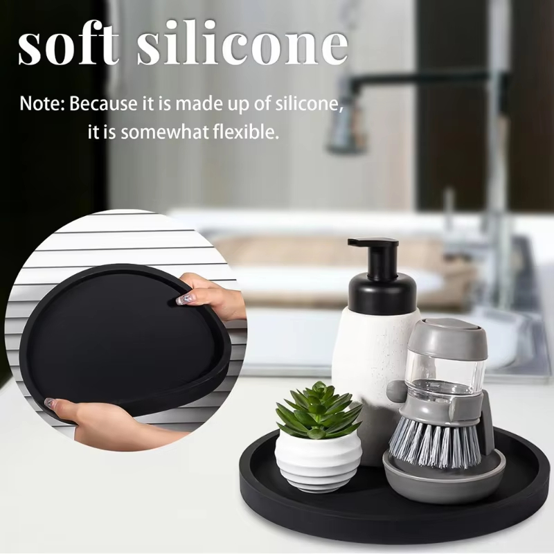 Round Silicone Bathroom Tray,  - Desk Setup Plants のレビューと価格