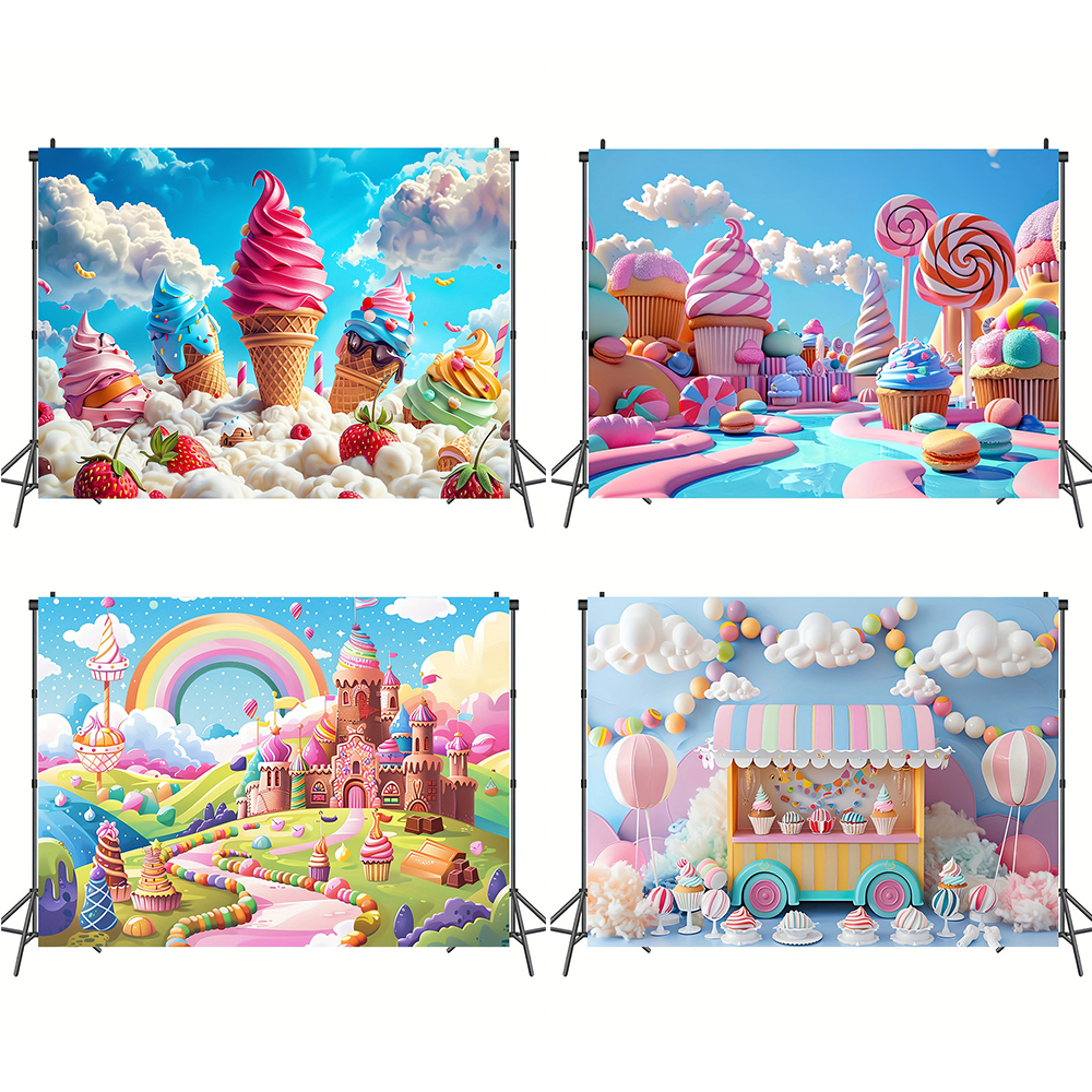 Sweet Ice Cream Theme Backdrop - Desk Setup Plants のレビューと価格