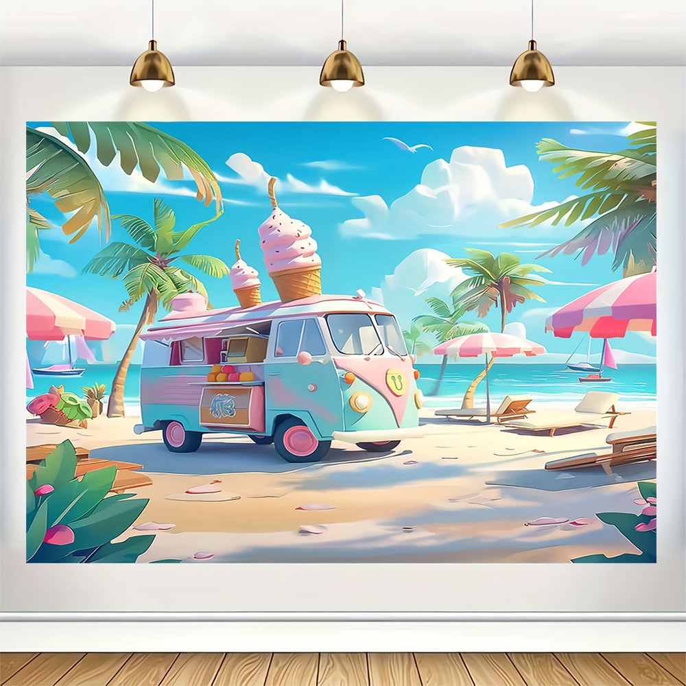 Sweet Ice Cream Theme Backdrop - Desk Setup Plants のレビューと価格
