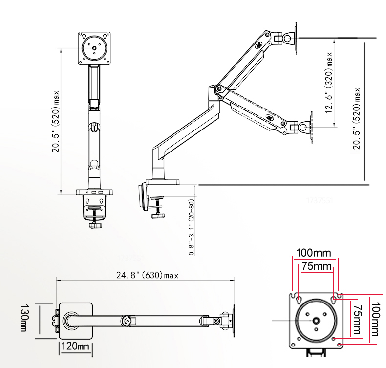 NB G40 G42 G45 Gas Spring Arm  - Desk Setup Monitor Arm のレビューと価格