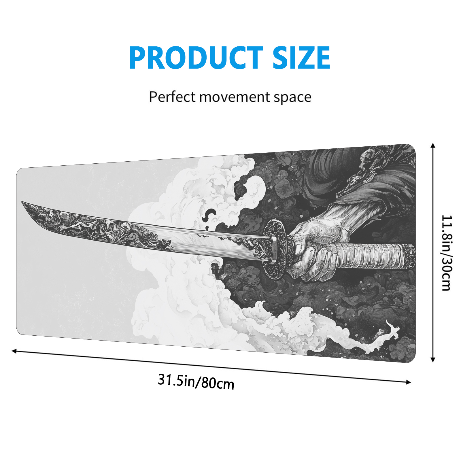 Black And White Comic Wind Swo - Rubber Mat Desk のレビューと価格