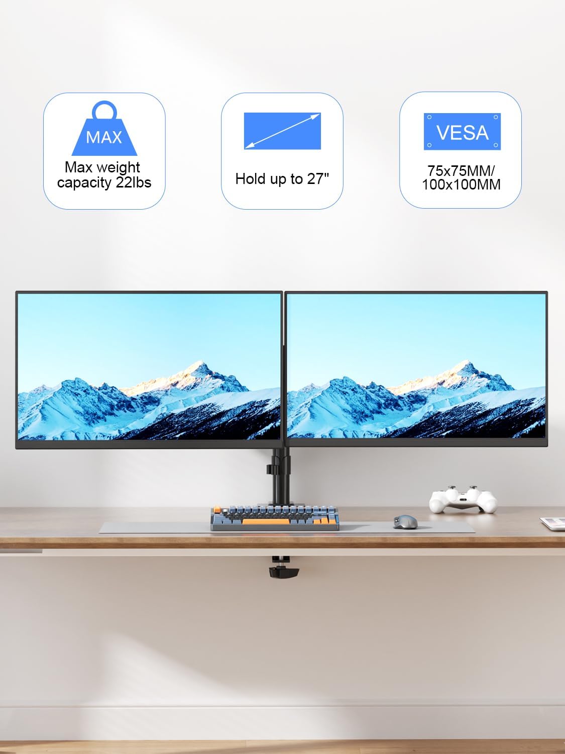 Dual Monitor Desk Mount, Adjus - Desk Setup Monitor Arm のレビューと価格