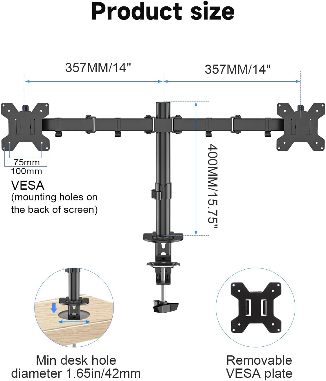 Dual Monitor Desk Mount, Adjus - Desk Setup Monitor Arm のレビューと価格