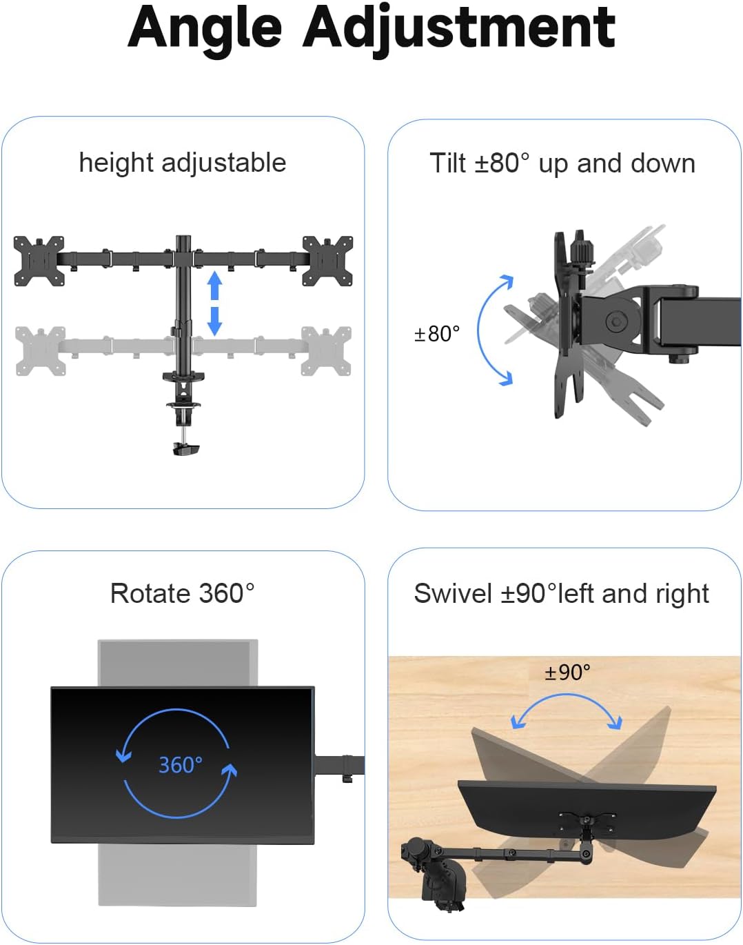 Dual Monitor Desk Mount, Adjus - Desk Setup Monitor Arm のレビューと価格