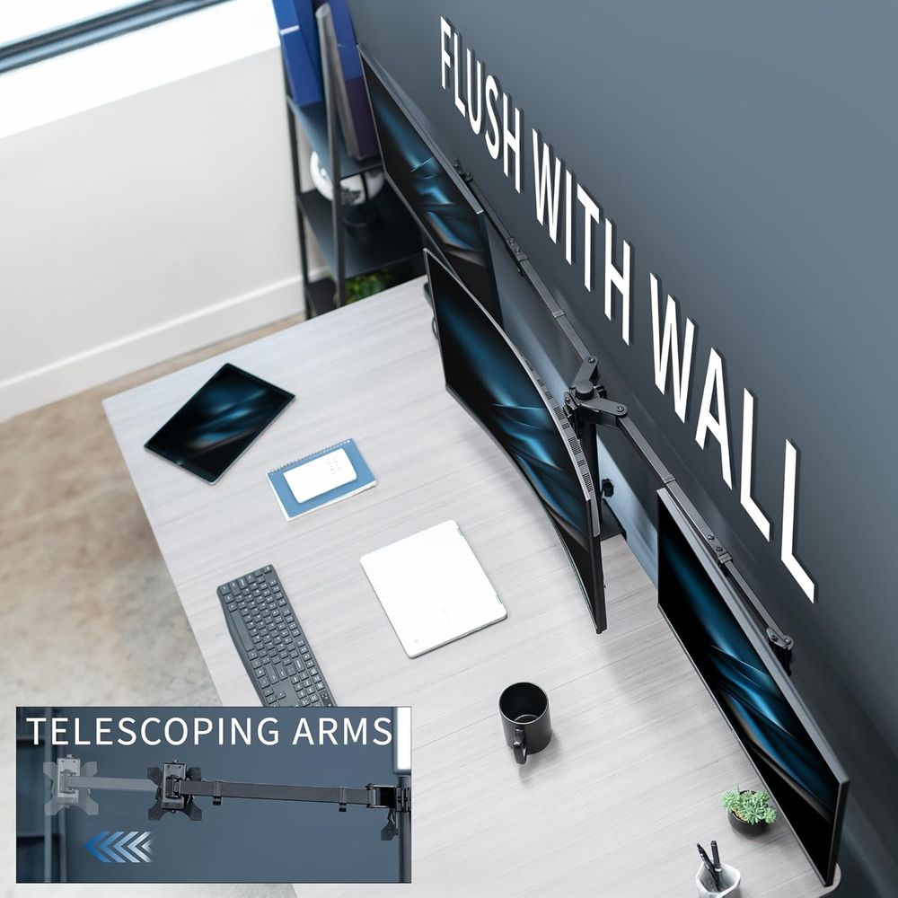 Triple Monitor Desk Mount, Adj - Desk Setup Monitor Arm のレビューと価格