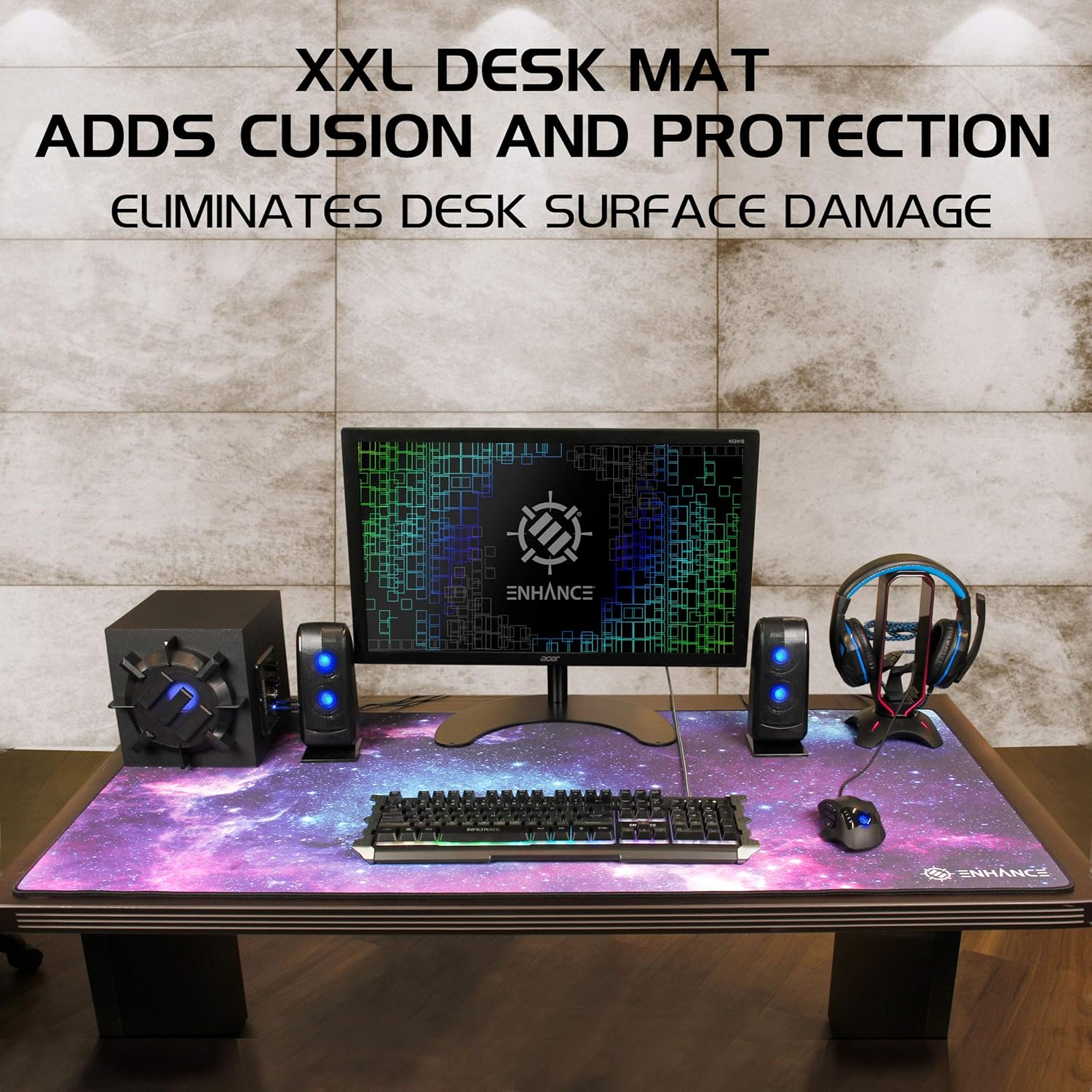 Large Gaming Desk Mat 24x48 in - Desk Setup Designer のレビューと価格