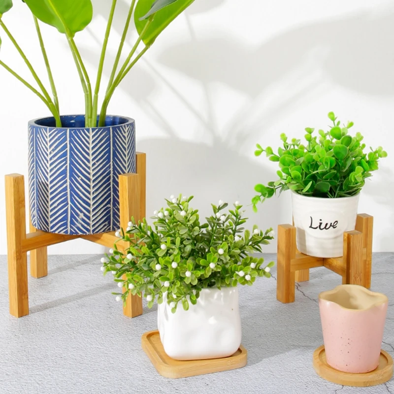 Four-legged Wood Flower Pot Ho - Desk Setup Plants のレビューと価格