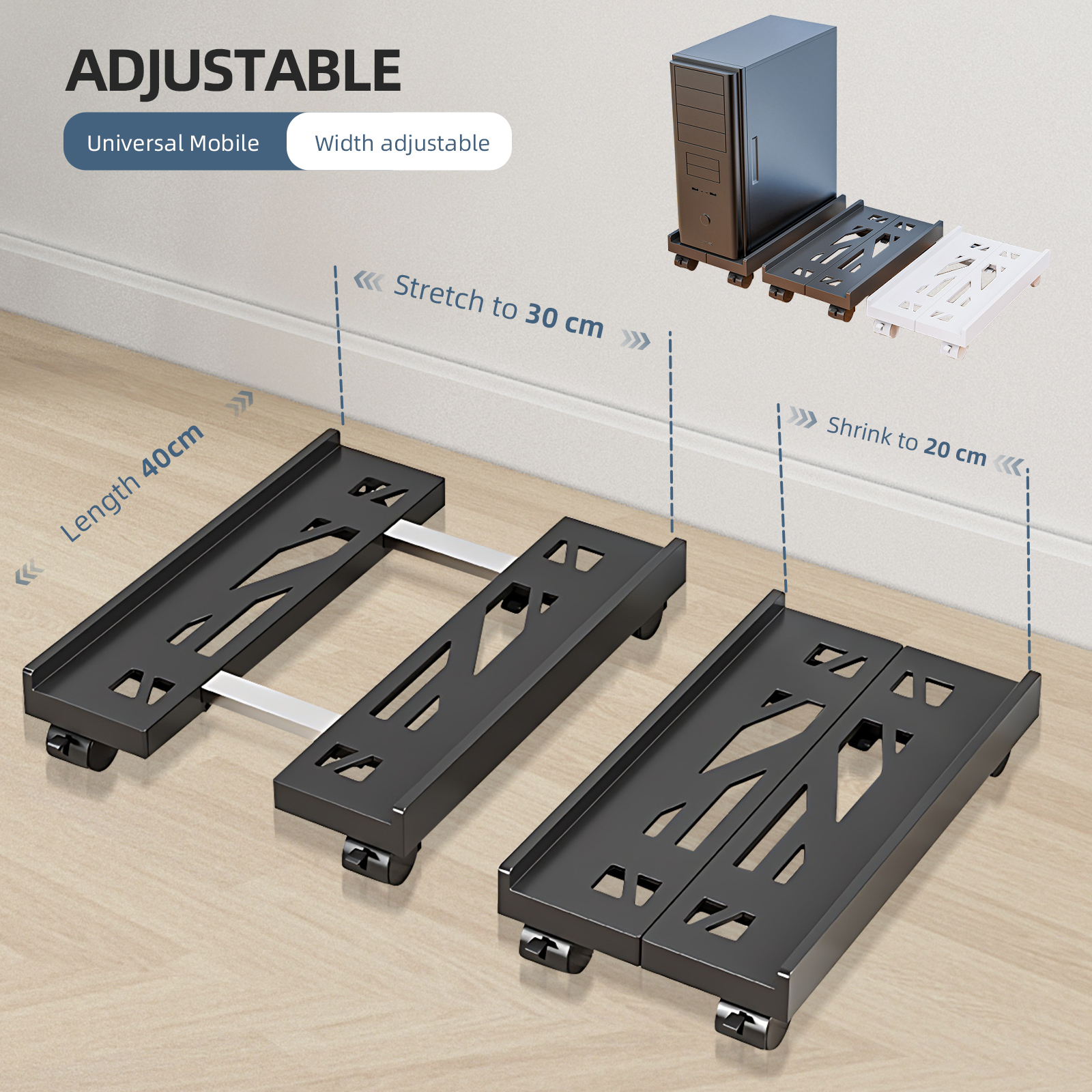 Adjustable Mobile CPU Stand Wi - Desk Setup Home Office のレビューと価格