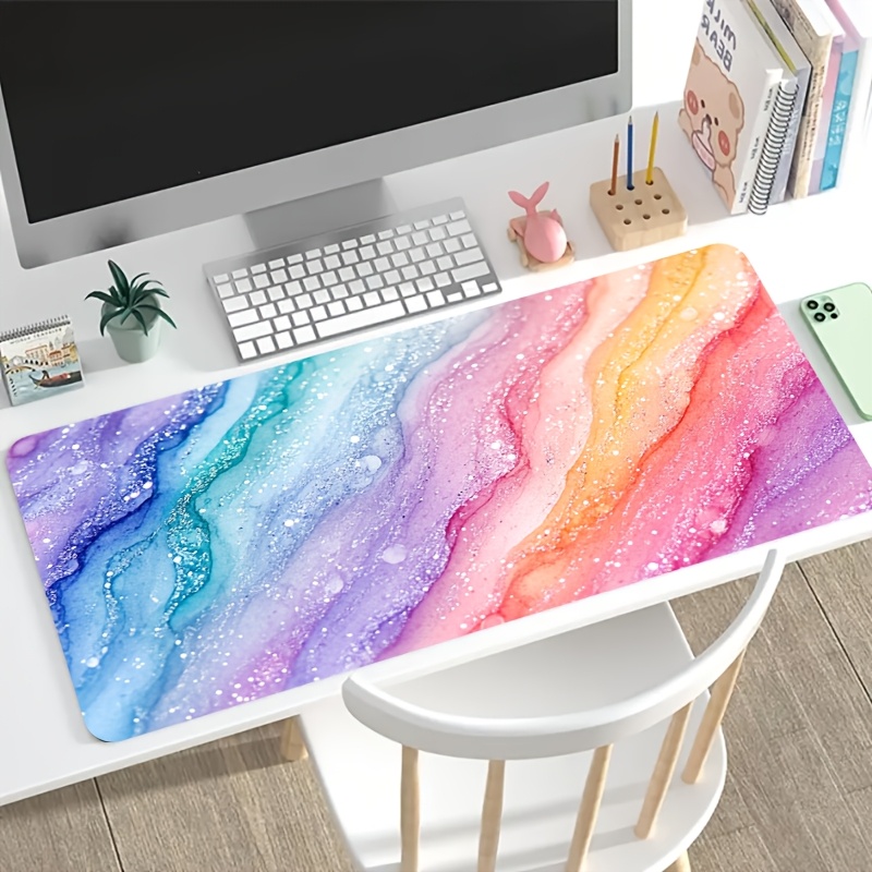 Vibrant Rainbow Glitter Marble - Desk Setup For Gaming のレビューと価格