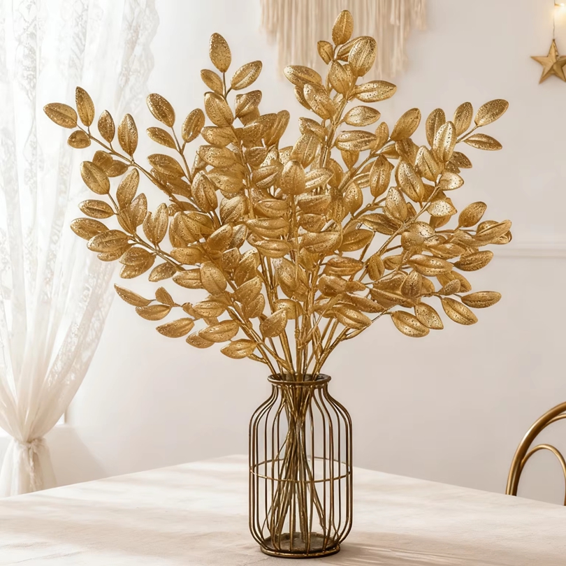 10Pcs Artificial Golden Leaves - Desk Setup Plants のレビューと価格