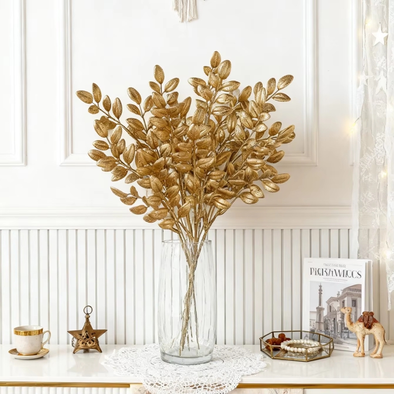 10Pcs Artificial Golden Leaves - Desk Setup Plants のレビューと価格