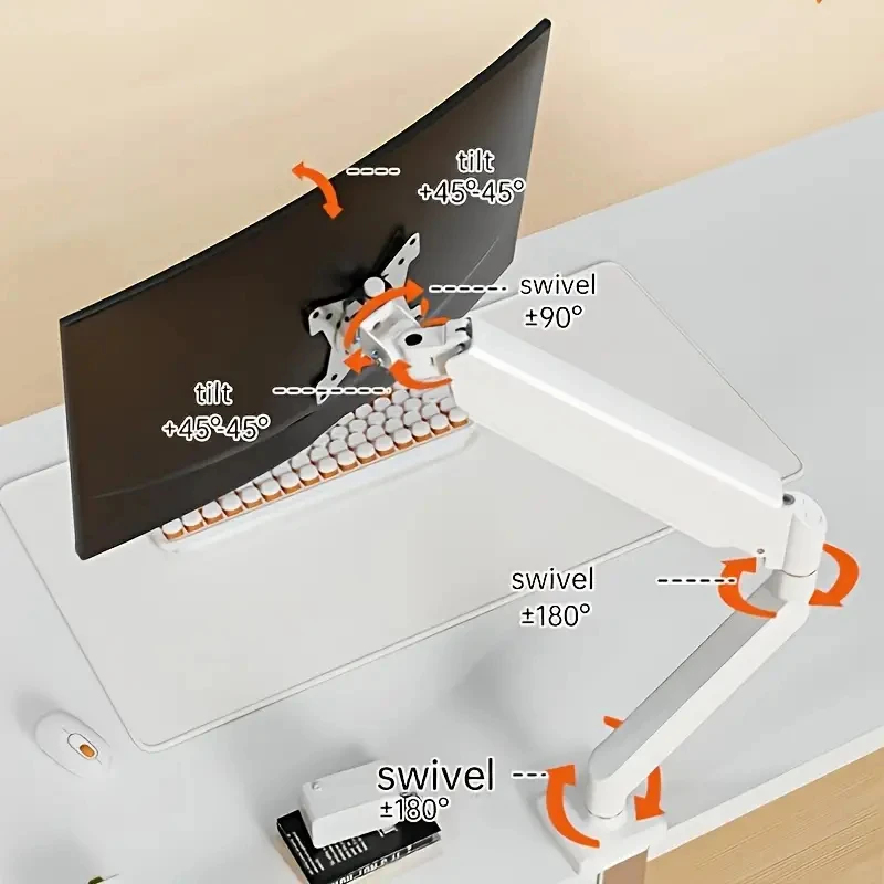 Height Adjustable White Single - Desk Setup Monitor Arm のレビューと価格