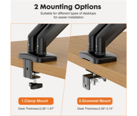 Dual Monitor Stand Arm, Gas Sp - Desk Setup Monitor Arm のレビューと価格