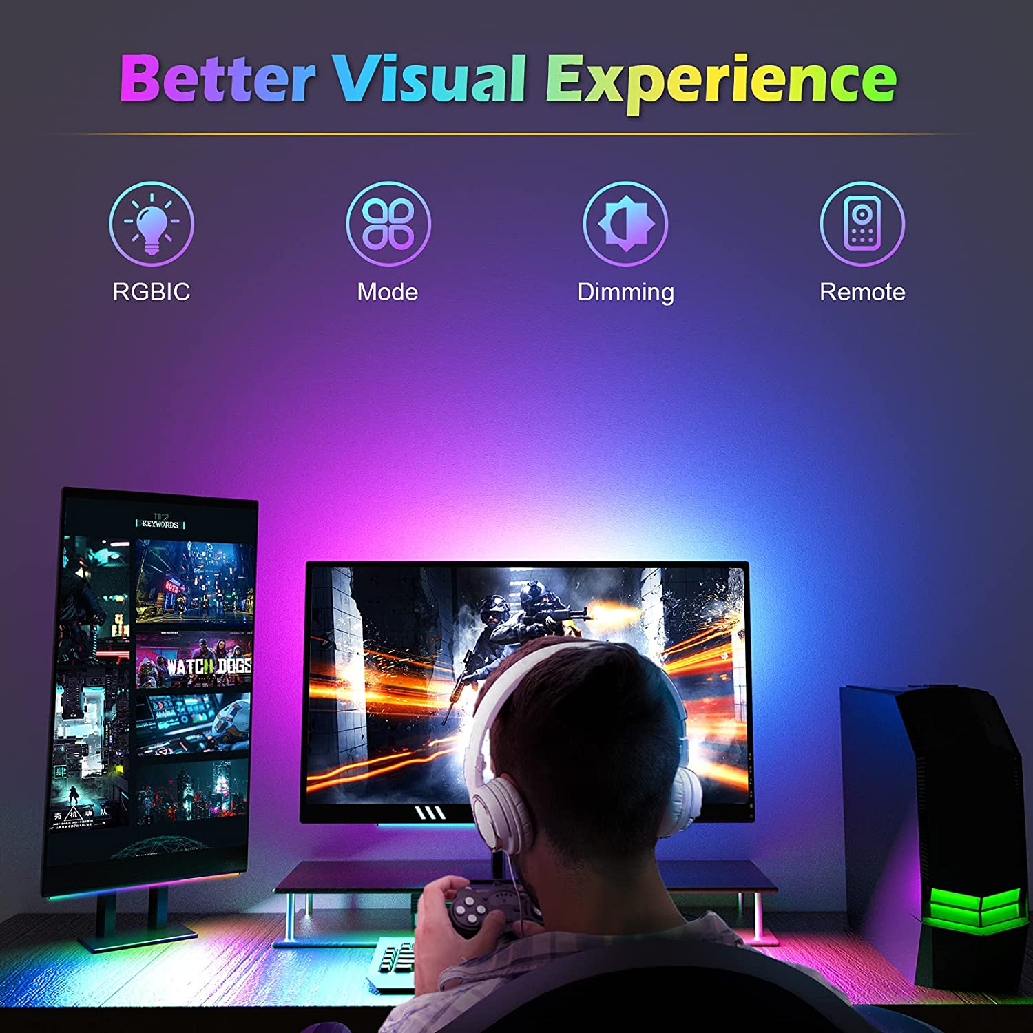 Under Monitor Light Bar RGB Dr - Desk Setup For Gaming のレビューと価格